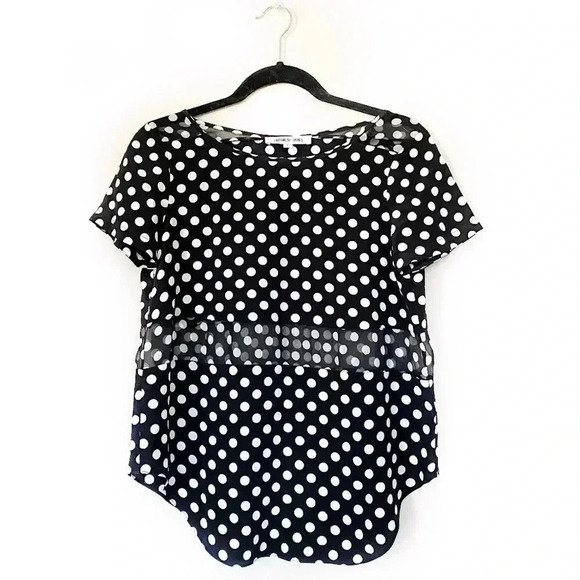ELIZABETH AND JAMES Polka Dot Silk Top Size XS - Picture 1 of 7